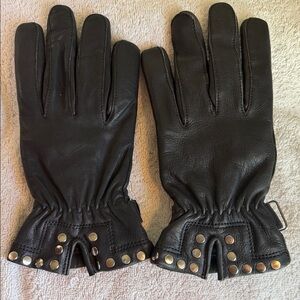 Black Leather Studded Gloves